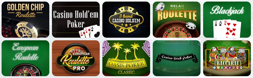 Table games at JEETPLAY CASINO